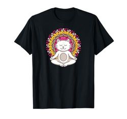 Yoga Chakra Buddha Meditazione Mandala cat gatto Maglietta