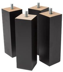 IPEA 4X Piedini in Legno Neri Rettangolari per Mobili e Divani – Altezza 180 mm – Set di 4 Gambe per Armadi, Poltrone, Letti – Piedi Eleganti Verniciati Legno – Vite 10M