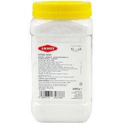Aksoy Citric Acid Food Grade 2KG Jar || Non-GMO, Anhydrous, Make Your Own BathBomb, Gluten-Free, No Additives, Sour Drinks, Household Cleaning with Citric Acid Powder