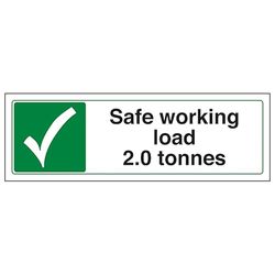 V Safety Safe Working Load 2.0 Tonnes – Paysage 300 x 100 mm – Panneau de sécurité composite en aluminium brossé 3 mm