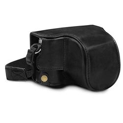Megagear mg1605 para Leica d-Lux 7 estojo Ever Ready, capa de logo uso de couro autêntico, com correia - preto.