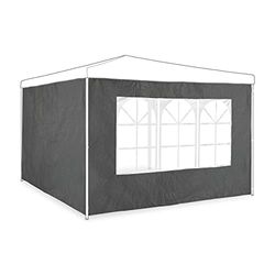 Relaxdays Set di 2 pareti laterali per gazebo, 2 x 3 m, con finestra, impermeabili, pareti laterali per gazebo, grigio