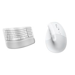 Logitech Wave Keys draadloos ergonomisch toetsenbord - Wit, Duitse QWERTZ indeling & Logitech Lift Vertical Ergonomische Muis, Draadloos, Bluetooth of Logi Bolt USB-ontvanger, Stille klikken, Wit