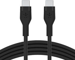 Belkin BoostCharge Flex câble USB-C vers USB-C en silicone, certifié USB-IF, recharge Power Delivery, câble USB C pour iPhone 16, iPhone 15, MacBook, iPad Pro, Galaxy S24, Google Pixel, etc, 3 m, noir
