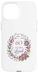 60 Birthday Purple Floral Design Flowers Years Loved Case for iPhone 15