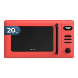 Cecotec Microondas Digital con Grill de 20L Proclean 5110 Red. 700W en 6 Niveles y Grilll de 800W, Modo Descongelación, Señal Fin de Cocción, Lámpara Interior, Temporizador 30mins, Diseño en Rojo