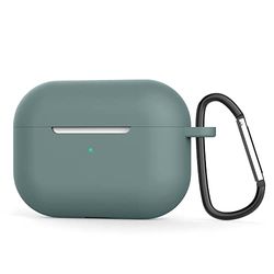 FVKOOG Compatible avec Airpods Pro Case, Coque de Protection en Silicone Souple Antichoc avec Porte-clés pour AirPods Pro (2019), Vert foncé