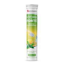 Forté Pharma - Hydra Forté Citron Menthe - Electrolytes, Vitamines C & D, Minéraux, Magnésium - Hydratation - Sport, Chaleur, Voyage - Comprimés Effervescents (1-2/Jour, 20 Jours)