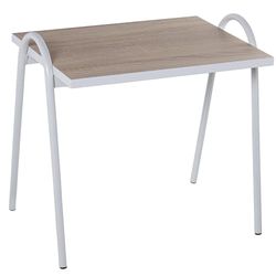 DRW Set de 3 Tables d'appoint en Bois et métal 38 x 48 x 41 cm, Blanc et chêne, 38x48x41cm