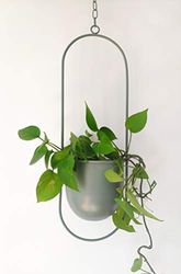 RISEON Fioriera in metallo verde bohémien, fioriera da appendere a parete e soffitto, fioriera moderna, vaso da fiori di metà secolo, fioriera minimalista per interni ed esterni decorazione per la