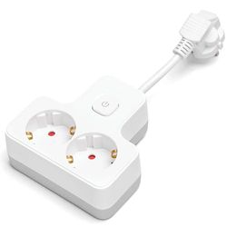 2-drożny niemiecki wtyk, wyposażony w krótki kabel o długości 5 cm, idealny do połączeń elektrycznych w ciasnych przestrzeniach.