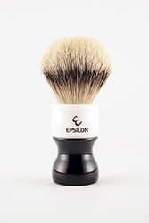 Epsilon Pennello da Barba con Punta in Argento Bianco e Nero 55/26 mm, Standard, Único