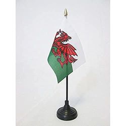 Wales Table Vlag 15x10 cm - Welsh Desk Vlag 15 x 10 cm - gouden speerblad - AZ FLAG
