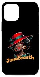 Custodia per iPhone 12/12 Pro Donne nere alla moda con cappello coronato, Happy Juneteenth