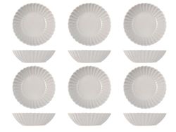 H&h set 6 piatti fondi lotus grigio cm18