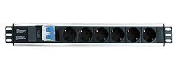 Techly I-Case strip-16sh 6 AC Outlet (S) 1,5U Aluminium, Black Power Distribution Unit (PDU) - Power Distribution Units (PDUs) (Basic, 1.5U, Single Fase, Horizontaal, Aluminium, Aluminium, Zwart)