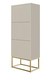 Selsey Scarpiera 50 cm Scaffale A 3 Scomparti Per 12 Paia Di Scarpe Portascarpe Verticale Grigio-Beige Con Gambe Dorate Veldio