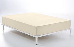 Hoeslaken, crème, voor bedden met 90 cm hoogte 28 cm, 50% katoen/50% polyester, draaddichtheid 144, gewicht: 115