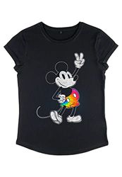 Disney Classic-Camiseta de Manga Larga para Mujer con diseño de Mickey, Negro, L