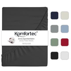 Komfortec Jersey hoeslaken 180x200 cm, 100% katoen, antraciet