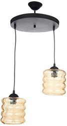 Homemania 62691 hanglamp Helin, 2 lampen, plafondlamp, metaal, glas, zwart, 30 x 30 x 90 cm, 2 x E27, 60 W