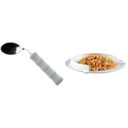 Homecraft Lightweight Cutlery, Spoon, Right Handed Adaptive Dining Aid & Surround Incurve Plate, Dinning Aid Non Slip Plate Guard for Elderly, Disabled and Handicapped Individuals