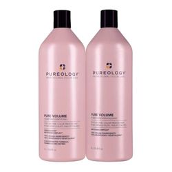Pureology Pure Volume, Shampoo and Conditioner Set, For Flat, Fine, Colour-Treated Hair, Adds Weightless Volume, Vegan Formulas, Sulphate Free for a Gentle Cleanse