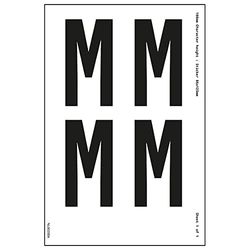 V Safety One Letter Sheet - M - 13 mm Character Height - 300 x 200 mm - Self Adhesive Vinyl Safety Sign