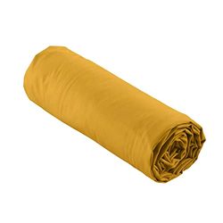 douceur d'intérieur, Drap Housse (140 x 190 cm) Percaline Curry, Percale de Coton