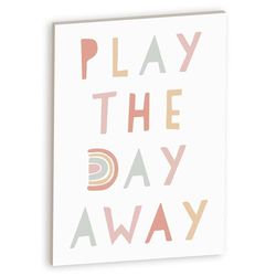 Declea Placa decorativa de madera para niños Play the day away, formas de madera para colgar o apoyar, decoración de habitación infantil, diseño de madera