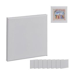 Relaxdays Toiles à Peindre carrées, Lot de 10, Toiles de Peinture, 15 x 15 cm, pour Acrylique et Aquarelle, Blanches