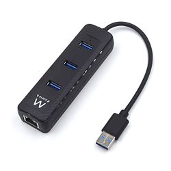 Ewent EW1140 hub med 3 portar USB 3.1, 1-Lan RJ45 10/100/1000