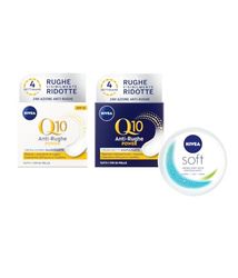 NIVEA Q10 Anti-Rughe Power Set Skincare con Crema Viso Antirughe Giorno Extra Rassodante 50 ml e Crema Viso Notte Extra Rigenerante 50 ml, crema idratante corpo, viso e mani NIVEA Soft 25 g inclusa