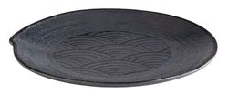 APS 84908 Assiette DARK WAVE, Ø 22 cm, hauteur 2 cm, mélamine, noir/décor ondulé