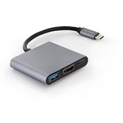 Metronic 395293 USB-C naar HDMI-adapter, type C naar 4K, HDMI, 3-in-1, USB-C naar HDMI, converter, USB-C naar HDMI, met USB 3.0 en PD Type-C