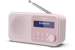 Sharp DR-P420(PK) Radio Digital portatil Tokyo Dab+, Dab y FM con RDS, BT 5.0, USB o Pilas, Mini Jack, Antena telescópica, búsqueda automática, 20+20 memorias, Hora y Fecha Auto, Alarma, Rosa