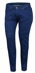 Bikers Gear Australia - Calças de ganga com protetores para motociclo, elásticas, com forro Kevlar CE 1621-1, protetores removíveis, cor azul, tamanho 18