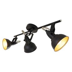 BRILONER - Candeeiro de teto, design retro/vintage, iluminação de sala de estar, casa, 3 x E14, 40 W, candeeiro de teto, focos led interior teto, candeeiros de teto quarto, 55,4 x 10 x 18,1 cm, preto