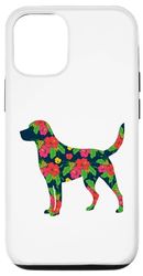 Carcasa para iPhone 13 Estética Floral Labrador Retriever Silueta Perro Flor