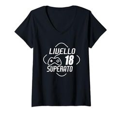 Donna Livello 18 Superato Uomo 18 Anni Compleanno Maglietta con Collo a V