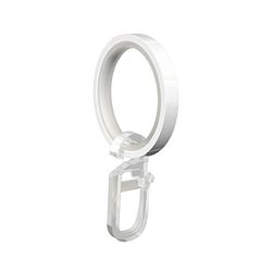 Deco Flair Earrings with Gleiteinlage and Folding Hook, Curtain Rings for 16/20 mm Diameter Pack of 24 Metal Curtain Pole/Poles 33/24 mm White