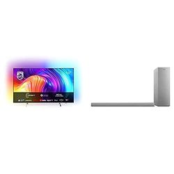 Philips 58PUS8507 58 Pollici 4K Smart UHD LED Android con Ambilight, Processore P5 + Philips Audio B6405/10 Soundbar Altoparlante Bluetooth con Subwoofer Wireless, 2.1 Canali