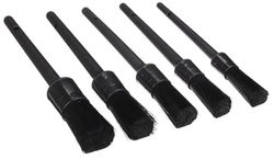 SIXTOL CAR Detailing Brush 5 Hard | Set med hårda precisionsborstar för bilrengöring | 5 delar | universalborstar | olika storlekar | svarta hårda borst | interiör och detaljer
