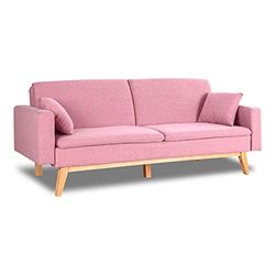 Don Descanso - Canapé Convertible clic clac 3 Places Convertible lit 3 Places Reine. Dimension canapé : 201x73x79 cm | Dimension lit : 201x99x42 cm [Comprend 2 Coussins] | Rose