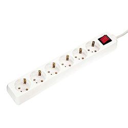 as - Schwabe Tomada múltipla de 6 vias com interruptor - tomada múltipla com cabo de 1,4 m - tomada múltipla de 230 V / 16 A com interruptor de reserva - IP20 - branco I 11501