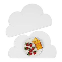 Relaxdays placemat set van 2, baby's en peuters, antislip onderlegger, siliconen, B x D: 47,5 x 26,5, lichtgrijs