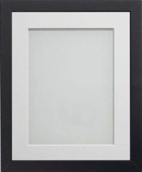 Frame Company Allington Black Photo Frame with White Mount, 10x8 for 7x5 inch, fitted with perspex