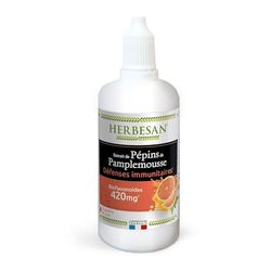 HERBESAN® - EXTRAIT DE PÉPINS DE PAMPLEMOUSSE - Titré en flavonoïdes à 420 mg - Défenses immunitaires- Flacon compte-goutte de 100 ml