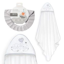 Interbaby - Mantello da bagno per bambini + cappello regolabile | Asciugamano con cappuccio 100% cotone, unisex, morbido, asciugatura rapida, ideale per neonati, neonati e bambini piccoli, design a
