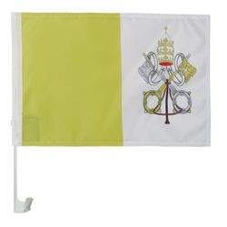 AZ FLAG - Drapeau Vatican Pour Décoration Voiture Avec Attaches En PVC Et Système d'Accroche - Car Flag Vatican - 100% Polyester - 50g - 45x30 cm
